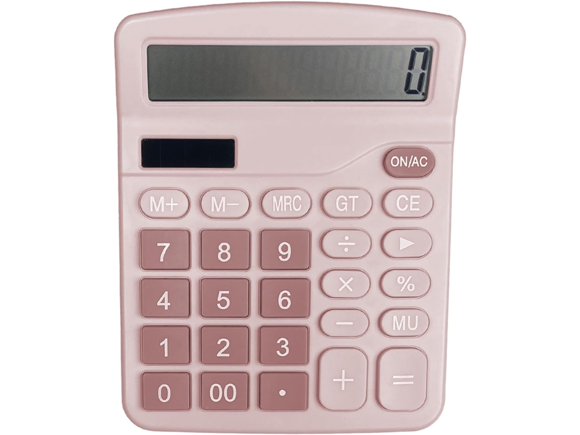 Calculadora Calculadora Rosa (con Pantalla Lcd Grande De 12 Dígitos), Funciones Estándar Básicas, Adecuada Para La Oficina Y El Hogar