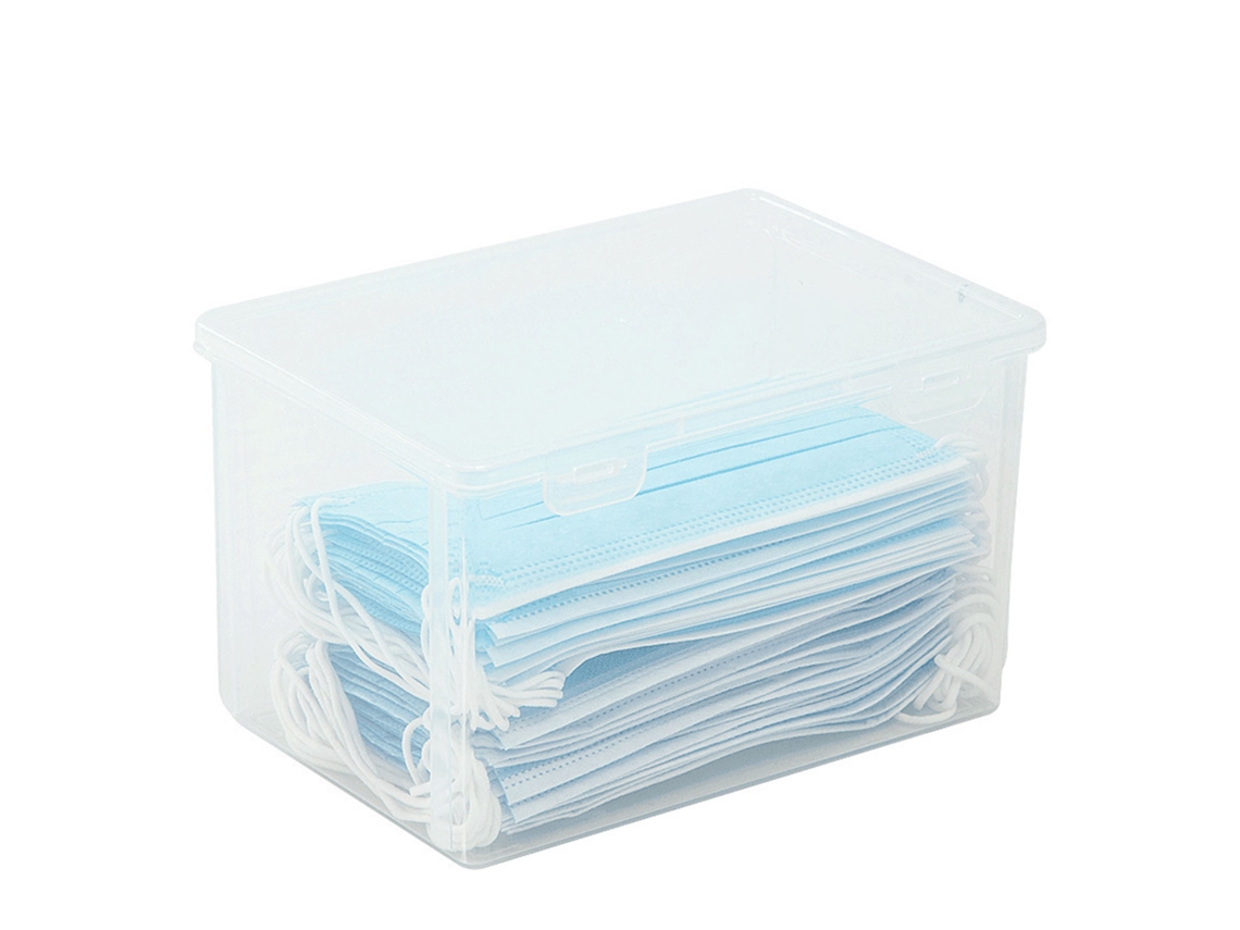 Caixa De Armazenamento Transparente De Grande Capacidade Plástica Clara Para Lar Dormitório Escritório L (21.5x14x10cm)