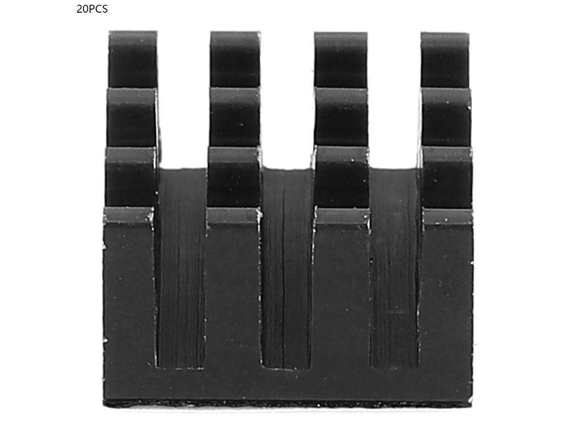 Veloriskku-20 Piezas Disipador de calor de aluminio para placa de circuito impreso LED con adhesivo 14x14x8mm Negro