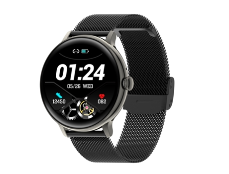 Smartwatch Deportivo Full Touch con Recordatorio Menstrual Cinturón de Acero Negro JL-EIGHT