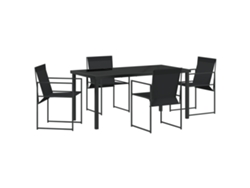 Conjunto de comedor de jardín Vidaxl de 5 piezas, textileno negro y acero