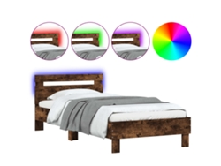 Maison Exclusive - Estructura De Cama Cabecero Luces Led Roble Ahumado 100x200 Cm