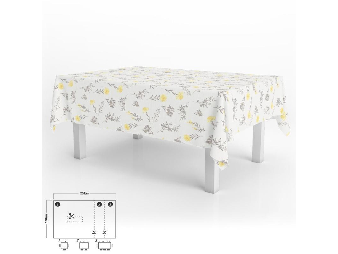 Mantel Hule Rectangular Flores Amarillas Impermeable Antimanchas PVC 140x250 cm  Recortable Uso Interior y Exterior ORYX