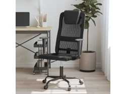Silla de oficina regulable en altura de malla y piel artificial Negro M78560