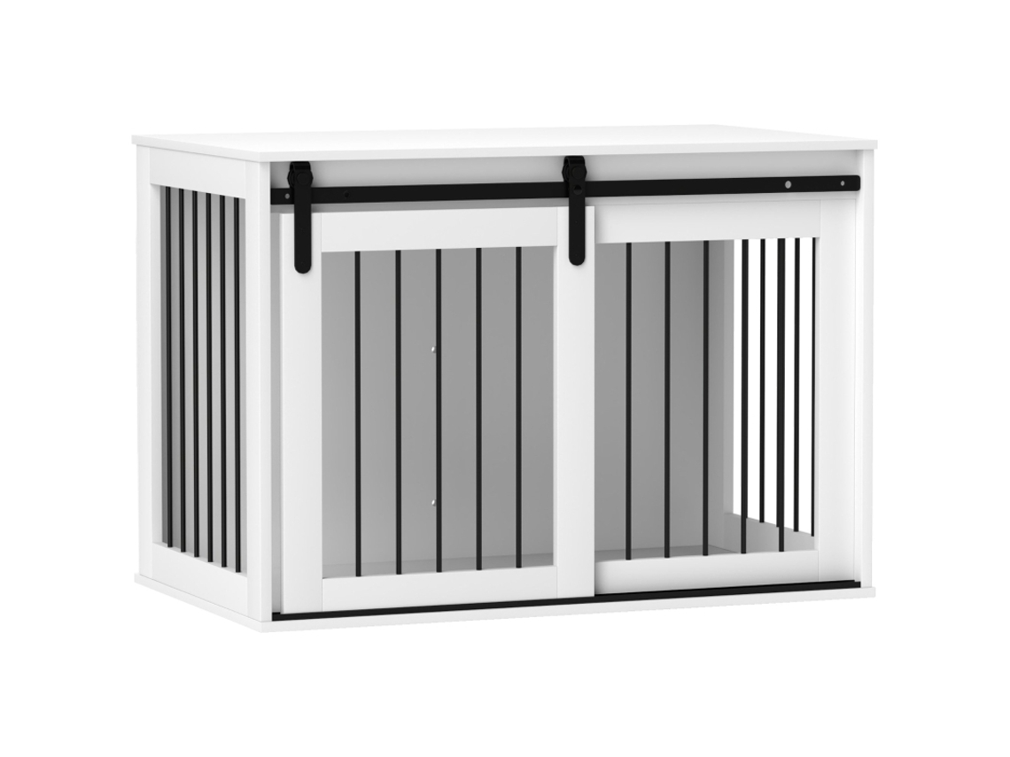 Transportín Para Perros Con Puerta Corredera, Blanco, 98x58x61cm