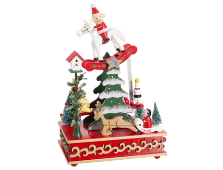 Adorno Navideño Multicolor Madera Balancín 12 x 17 x 26 cm