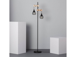 Lámpara de Pie LEDKIA (Negro - Aluminio, Madera - 164x37x25 cm)