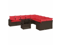 Conjunto de sofá de jardín de 11 piezas con cojines, ratán negro. Exclusivo de MAISON.