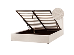 BELIANI Cama doble Montlaur de Bouclé Crema 169x216x89