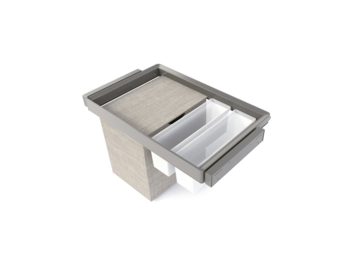 Kit de 2 Bandejas Auxiliares, 1 Cesta y Bastidor Regulable Quartz para Armarios, Guías de Cierre Suave y Extracción Total, Módulo 80 cm, Emuca
