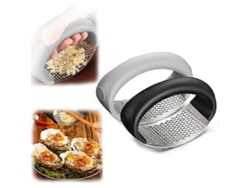 Prensa de ajos basculante de acero inoxidable, utensilio de cocina negro y gris, paquete de 2. Rosewell