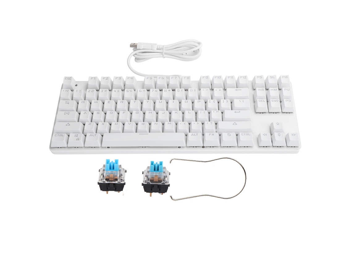 Teclado mecánico para juegos con 87 teclas, conexión USB 2.0 con cable.