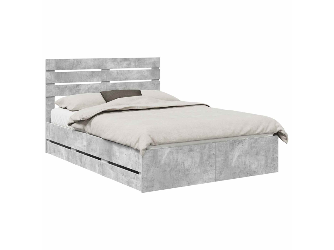 Maison Exclusive - Estructura De Cama Gris Concreto 140 X 190 Cm Madera Ingenieril