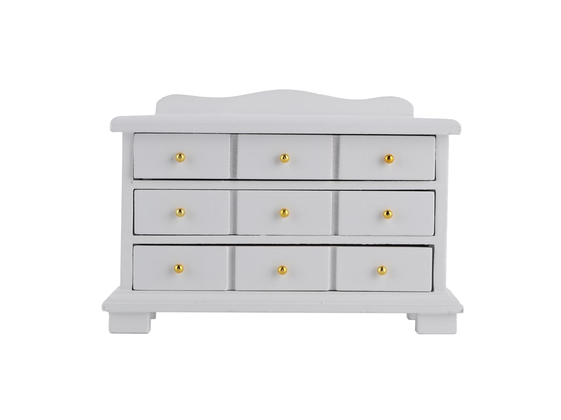 Ats-modelo De Mueble Miniatsura 1/12, Armario De Madera Con Cajones Para Muñecas, Mueble De Dormitorio Blanco