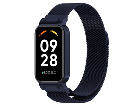Correa de reloj inteligente para Xiaomi Mi Band 8 Active Milan Malla de acero metálica magnética + Marco de reloj (Azul oscuro)