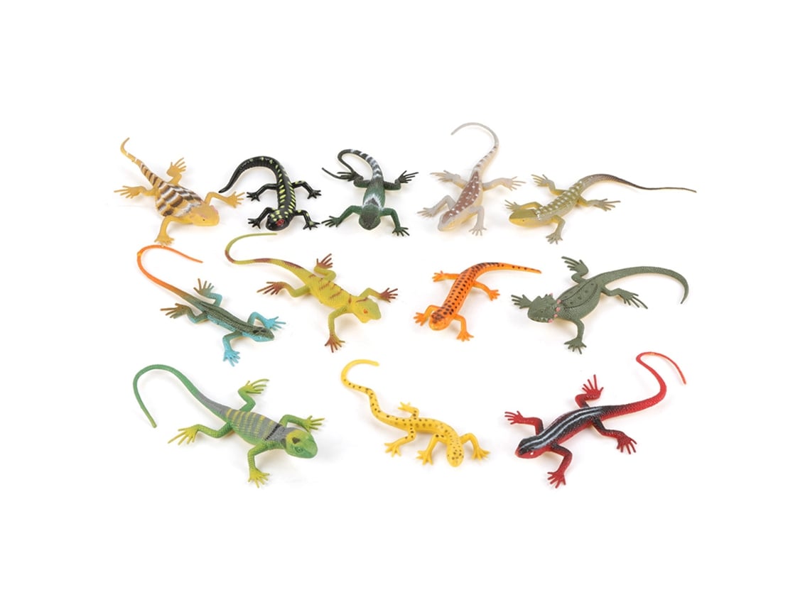 Conjunto De 12 Modelos De Lagarto Simulados Coloridos Brinquedos Educativos Para Crianças