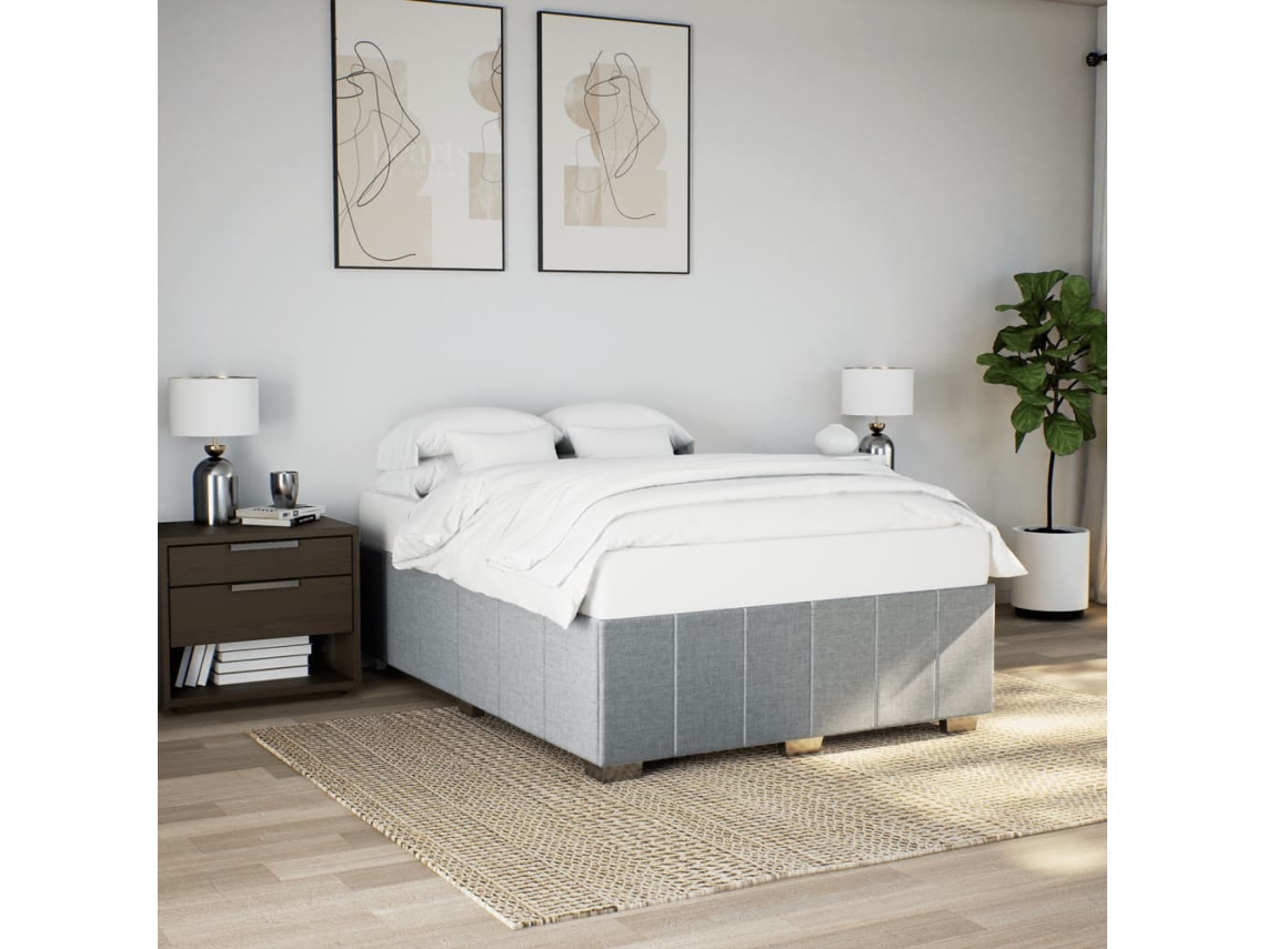 Cama Sin Colchón Tela Gris Claro 160x200 Cm