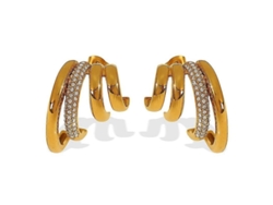 Pendientes De Acero De Titanio, Diseño Retro Minimalista Con Incrustaciones De Diamantes De Imitación Irregulares.