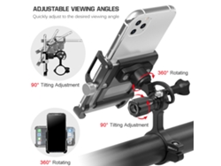 Soporte De Aluminio Para Teléfono De Bicicleta Con Rotación De 360°, Ajustable Y Con Sistema Antivuelco Para El Manillar.