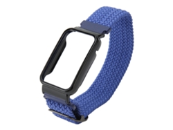 Correa Elástica De Nailon Trenzado Para Mi Band 7 Pro Con Bisel Protector Azul Oscuro.