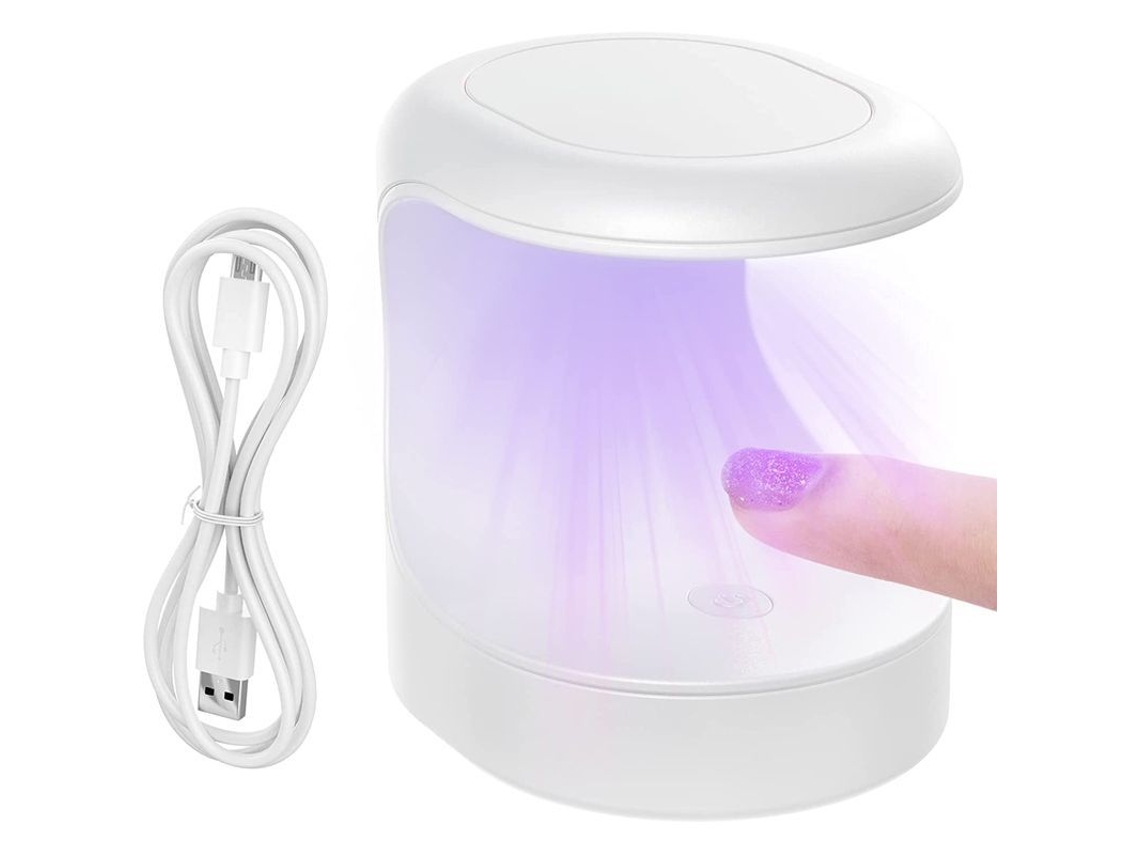 Lámpara De Uñas Uv Mini Aiseely Con 3 Perlas De Luz, Ángulo De 45°, Secado Rápido En 60 Segundos, Led Usb (blanco)