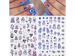 Kit de 2 pegatinas 3D para uñas con diseño de mal de ojo, decoración de uñas para verano.