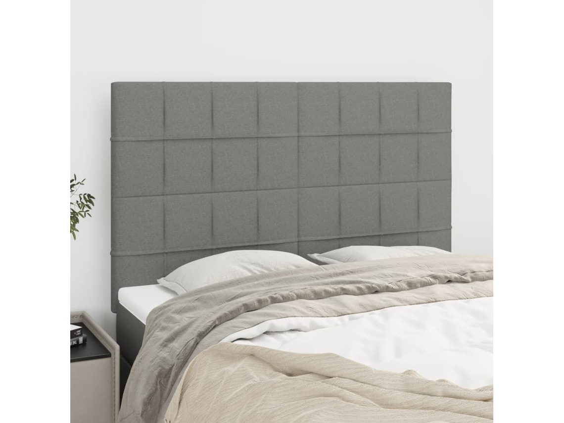 Cabeceros 4 Unidades Tela Gris Oscuro 72x5x78/88 Cm