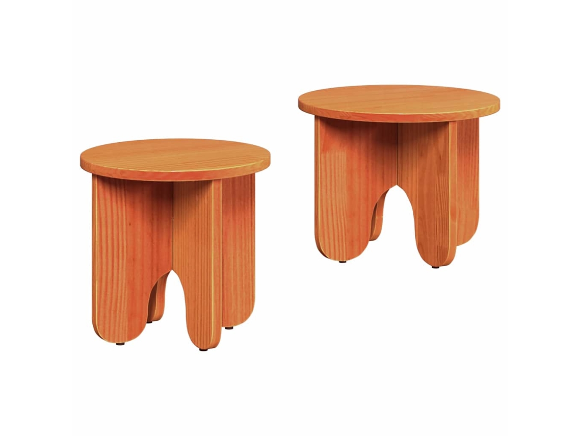 Maison Exclusive - Mesa De Café 2 Pcs Marrón Cera Madera Maciza De Pino