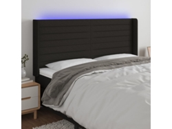 Cabecero Con Led De Tela Negro 203x16x118/128 Cm