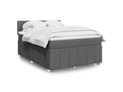 Cama box spring con colchón tela gris oscuro 140x200 cm