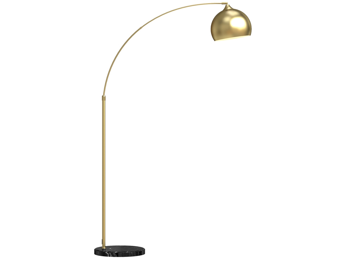 Candeeiro De Pé Em Forma De Arco Com Altura E Comprimento Ajustáveis Com Interruptor De Pé 110-115x30x170-180 Cm Dourado E Preto