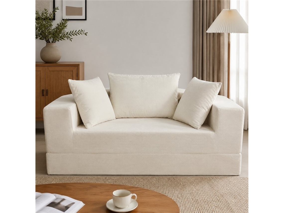 Sofá Cama Plegable 2 En 1 Con 3 Almohadas Para Espacios Pequeños.