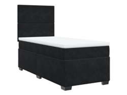 Maison Exclusive - Cama Box Spring Con Colchón Terciopelo Negro 90x200 Cm