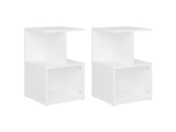 Juego de 2 Mesitas de Noche 35x35x55 cm Derivados de Madera Blanco MAISON EXCLUSIVE