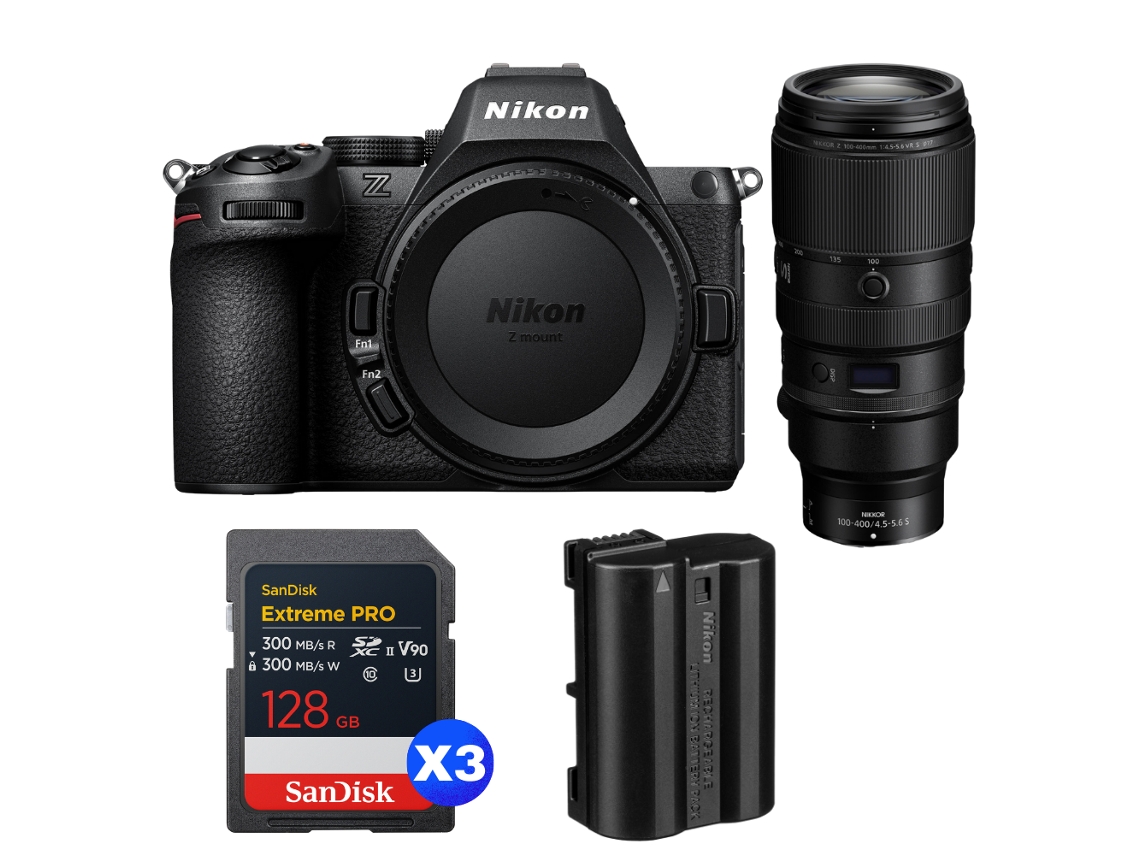 Nikon Z5 Ii + 100-400mm F/4.5-5.6 Vr S + 3 Sandisk 128gb Extreme Pro Uhs-ii Sdxc + Nikon En-el15c + Ebook “20 Consejos Para Fotos Que Impactan”
