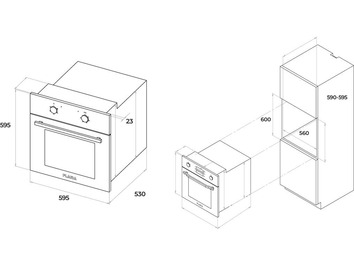 Horno FLAMA MX 9106FL (58 L - 59.5 cm - Hidrolítico - Inox)
