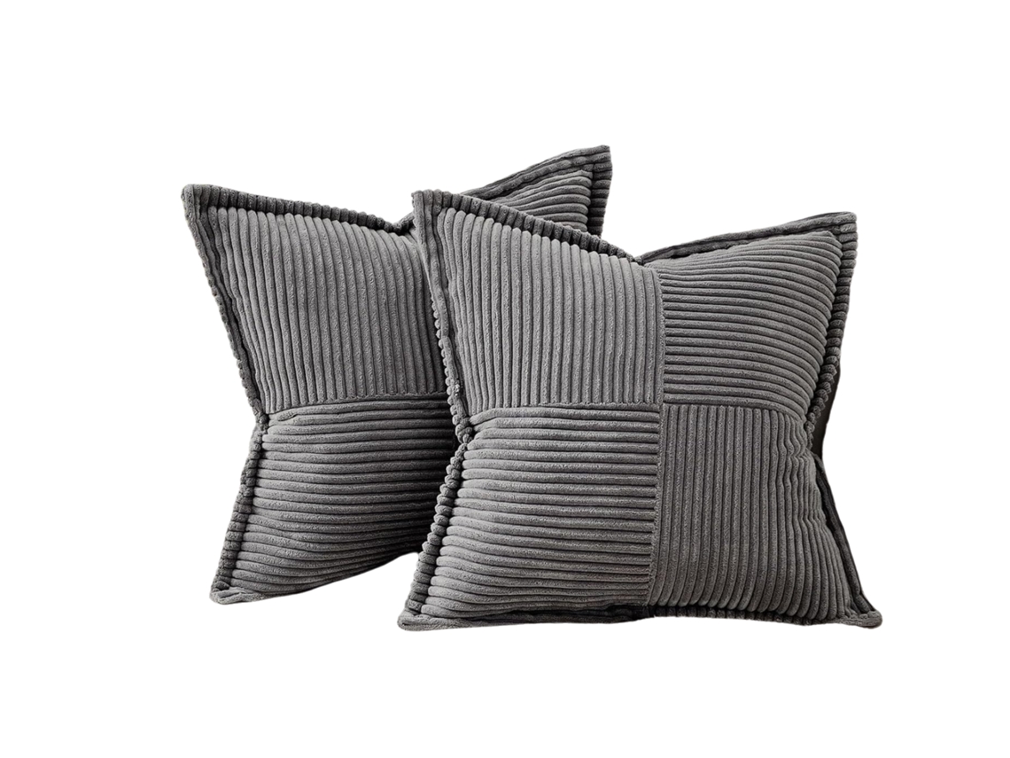 Juego De 2 Fundas De Cojín 50x50 Cm En Pana Gris