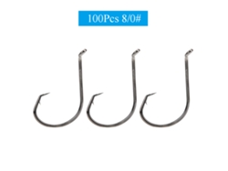 100 Anzuelos De Pesca Afilados De Acero De Alto Carbono Con Barba, Tamaño 8/0, Para Pesca Con Cebo Y Aparejos.