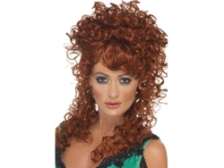 Peluca DISFRAZZES Castaña De Saloon Girl Larga Y Rizada (Talla: Talla Universal)