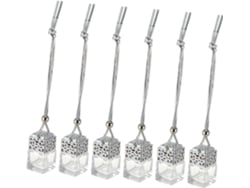 Conjunto De 6 Frascos Difusores De Vidro Para Pendurar Com Tampas De Madeira Prateadas.