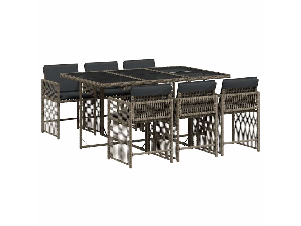 Maison Exclusive - Set Comedor Jardín 7 Pzas Y Cojines Ratán Sintético Gris