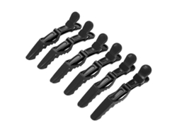 2026-6 Peças De Pinças De Cabelo Crocodilo Antiderrapantes De Dente Único Para Cabeleireiro Clips Pretos