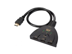 Conmutador De Interfaz Multimedia Hd 3 En 1 Con Salida 4k, 3 Puertos E Indicador De Estado - Negro