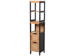 Columna de baño con estante ajustable, 2 puertas de mimbre, 40x30x167,5 cm, blanca, ZENCORE SERVICES