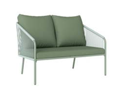 Sofá Jardín 2 Plazas, Resina, Estructura Acero, 112x72x76cm, Verde