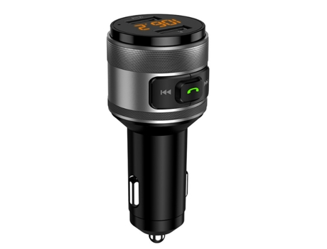 Adaptador inalámbrico de radio para automóvil con Bluetooth, puerto USB y pantalla LED para carga rápida y audio claro (negro) BISBISOUS