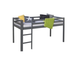 Cama Alta Infantil 90x200cm Con Escalera De Madera Gris Lit06171