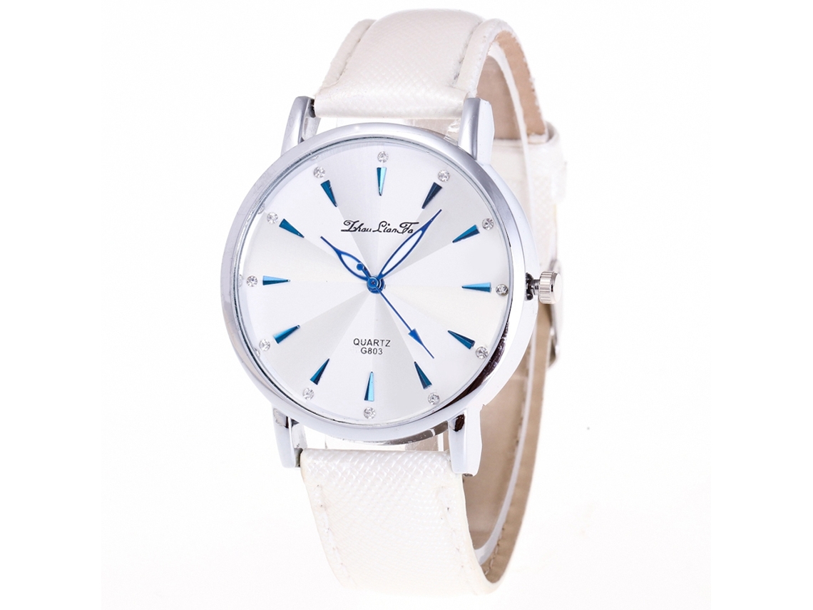 Reloj De Pulsera De Cuarzo Para Mujer Con Correa De Piel Sintética, Estilo Casual, Blanco.