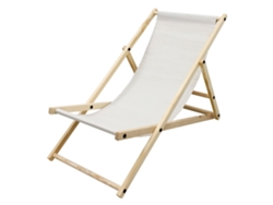 Silla De Playa Ecd Germany Beige Madera De Pino Tejido Impermeable Carga Hasta 120kg