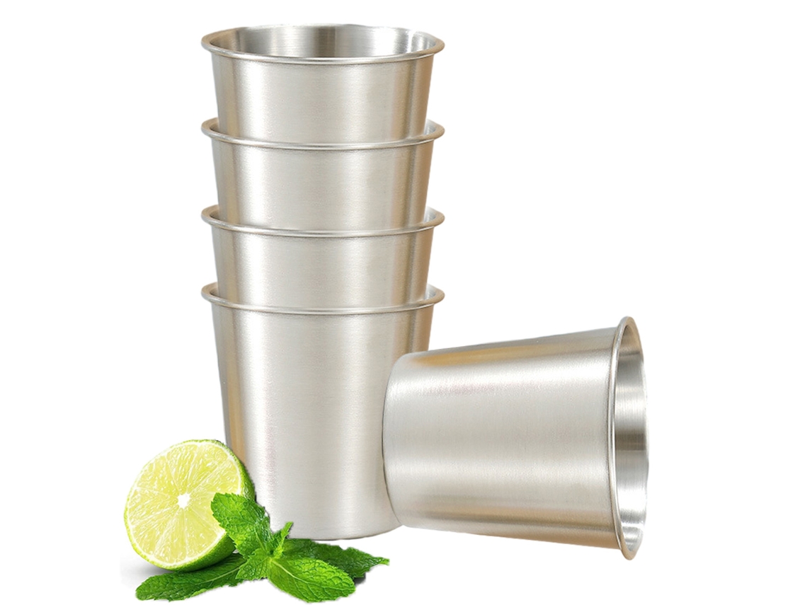 Juego de 5 vasos apilables de acero inoxidable para viajes y acampadas NEVEANCE